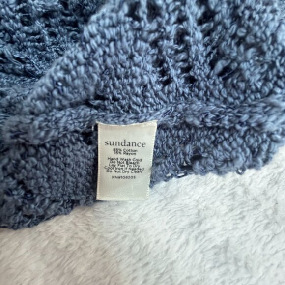 Sundance Womens Navy Crochet Knit Poncho Cardigan Sweater Top M/L - Picture 3 of 6